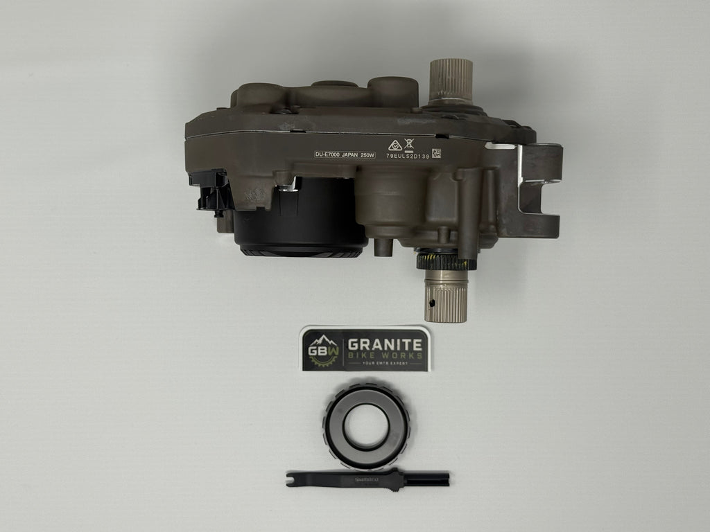 Shimano DU-E7000 E7000 60Nm configured eBike motor bottom view, Shimano STEPS replacement