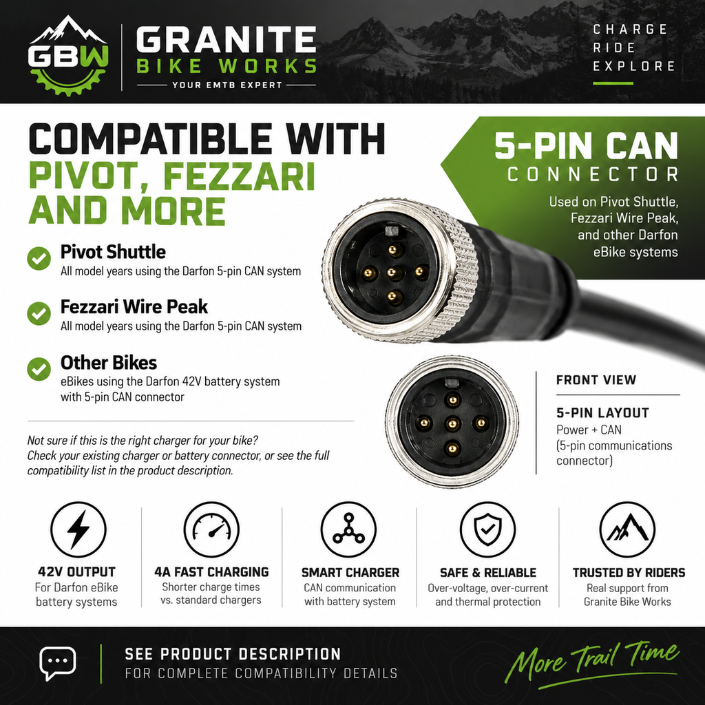 Darfon 42V 4A 5-Pin Charger | Fits Pivot Shuttle, Fezzari Wire Peak & Others
