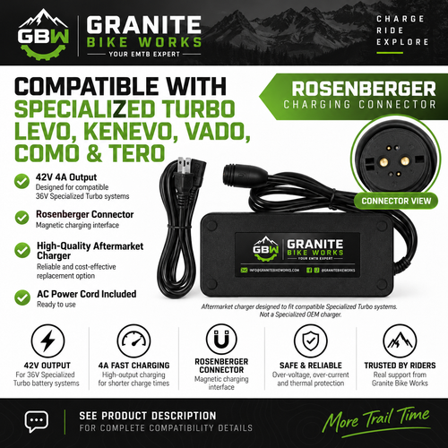 42V 4A Charger | Fits Specialized Turbo Levo, Kenevo, Vado, Como & Tero